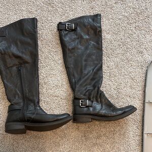 Black Leather Knee-High Boots